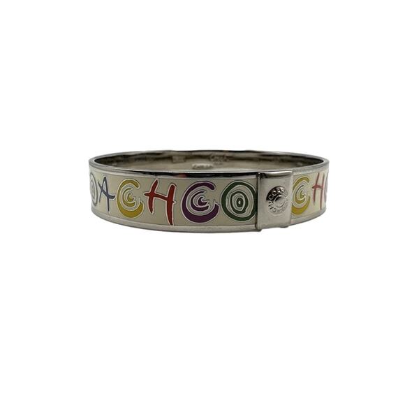 COACH Multi-color Shimmering Enamel Signature Bangle Bracelet - Picture 5 of 9